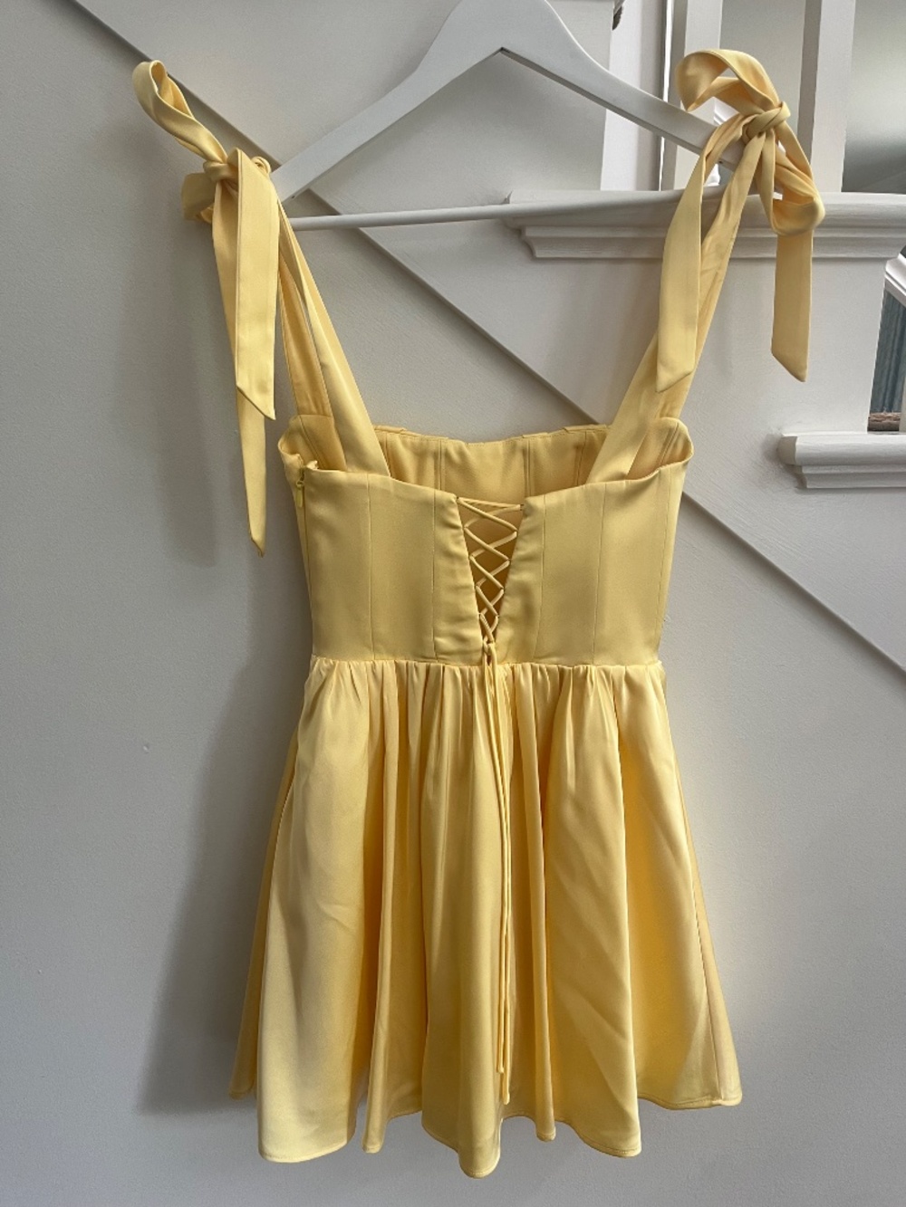 Oh Polly Bellamy Draped Corset Mini Dress Lemon Sherbert - Picture 3 of 4